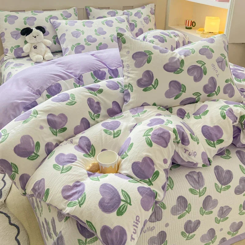 Cute Cat & Floral Duvet Cover Set πΈπ± | Adorable Bedding for Girls & Kids!