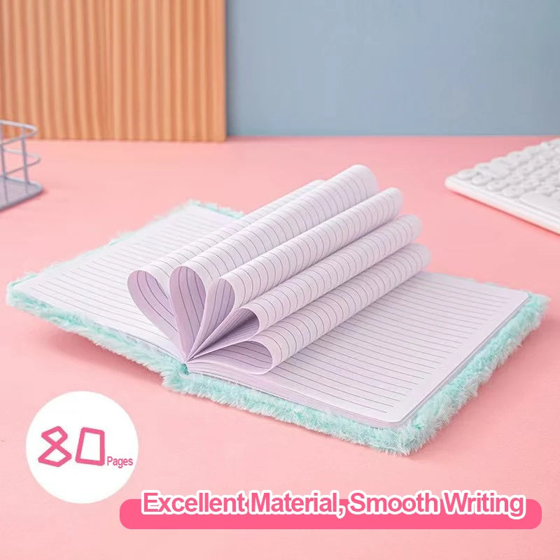 Kawaii Unicorn Plush A5 Notebook π¦β¨ Macaron Heart Diary for Students - Cute Cartoon Handbook! ππ