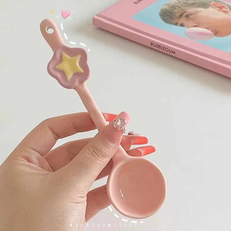 Pink Winged Tea Set βπΈ - 3D Star Mug & Saucer with Spoon β¨