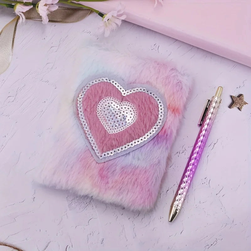 2 Pcs Tie-Dye Heart Plush Notebook Set Planner Diary Gift 🎀✨