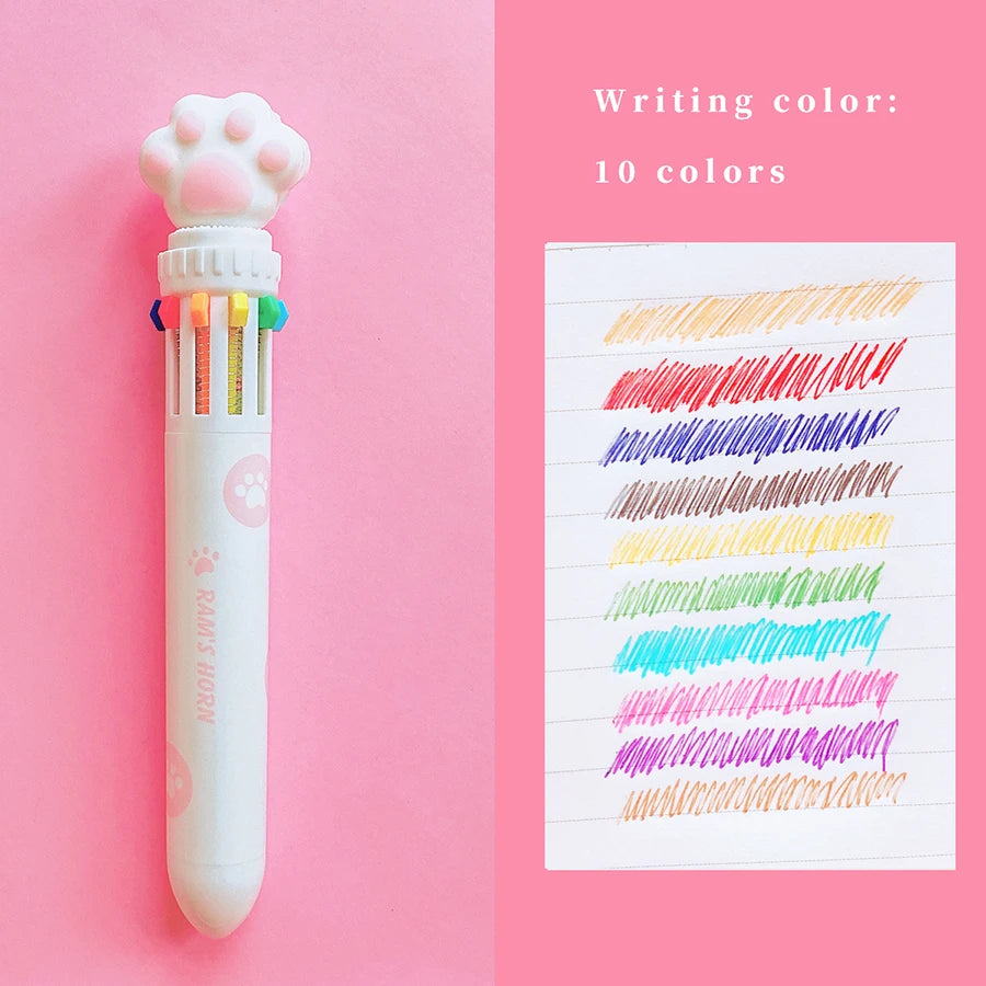 Kawaii Cat Paw Silicone Ballpoint Pen π | 10 Colorful Chunky Writing Tools for School & Office πΎβ¨