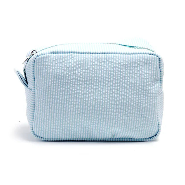 Kawaii Personalized Seersucker Makeup Bag πβ¨ | Custom Embroidered Name | Cute Bridesmaid Gift ππ