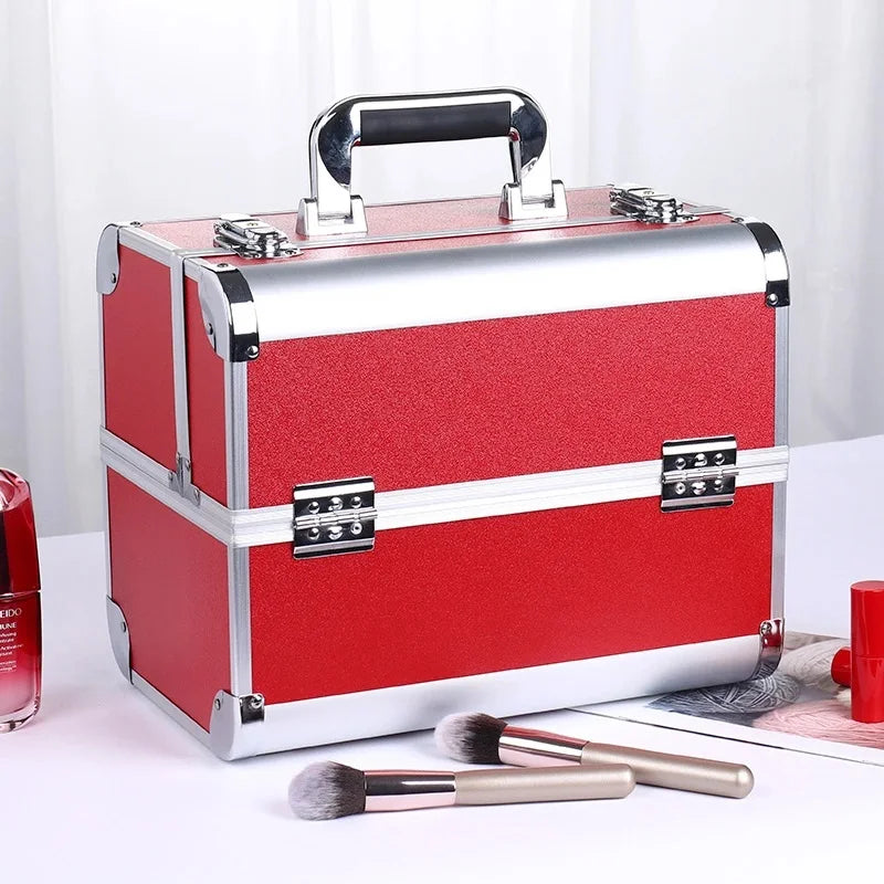 Kawaii Makeup Train Case πβ¨ | Adjustable 4-Tray Organizer with Lockable Compartments ππ