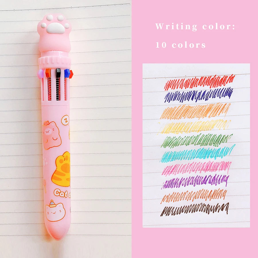 Kawaii Cat Paw Silicone Ballpoint Pen π | 10 Colorful Chunky Writing Tools for School & Office πΎβ¨