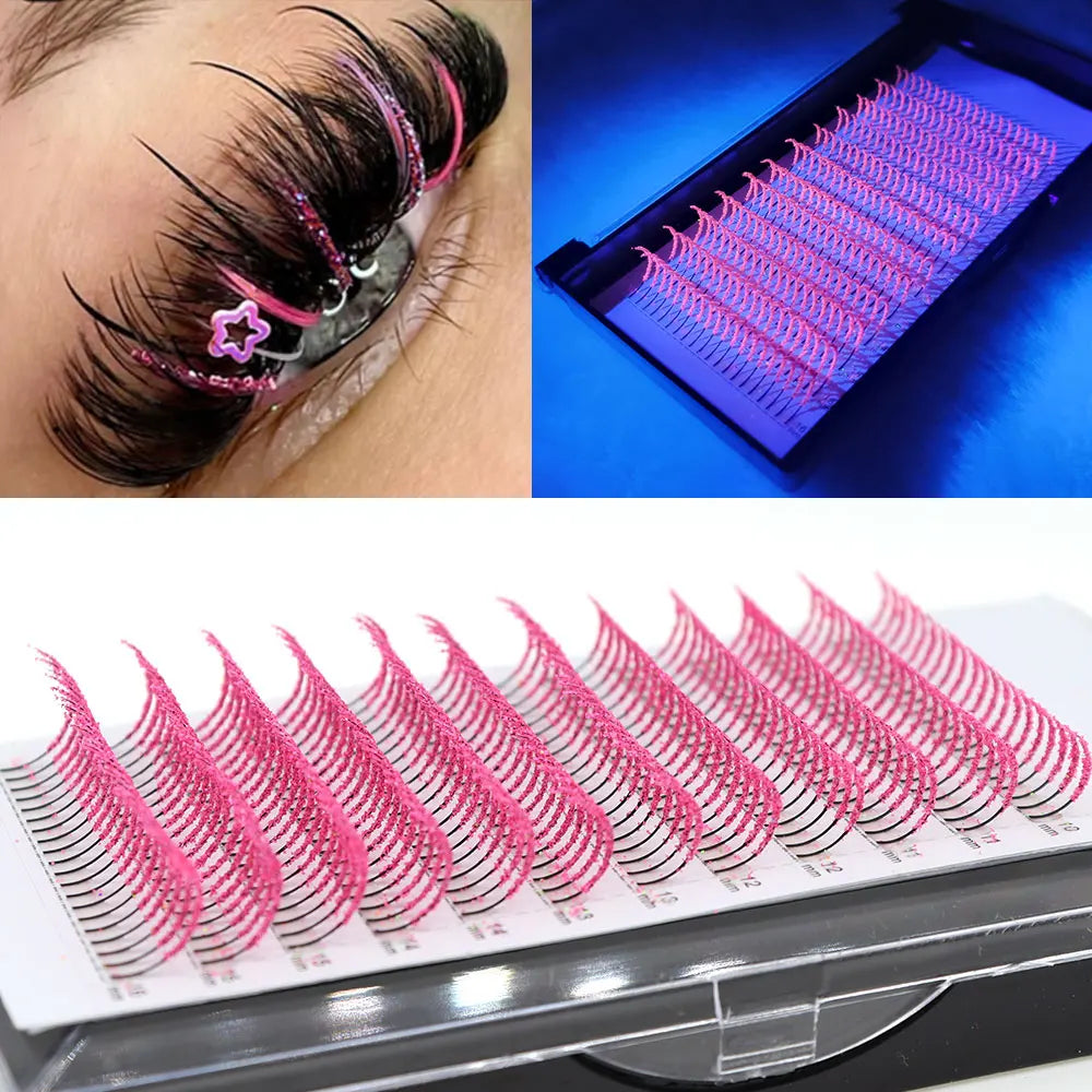 β¨ Kawaii Pink Glitter Fairy Spikes Lashes π Shimmering Diamond Eyelash Extensions π