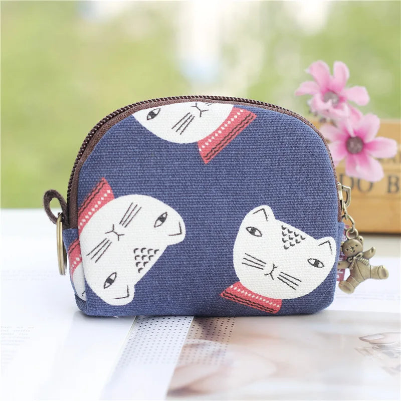 Kawaii Canvas Cartoon Keychain Wallet πβ¨ | Adorable Mini Card & Coin Purse for Kids & Ladies ππ