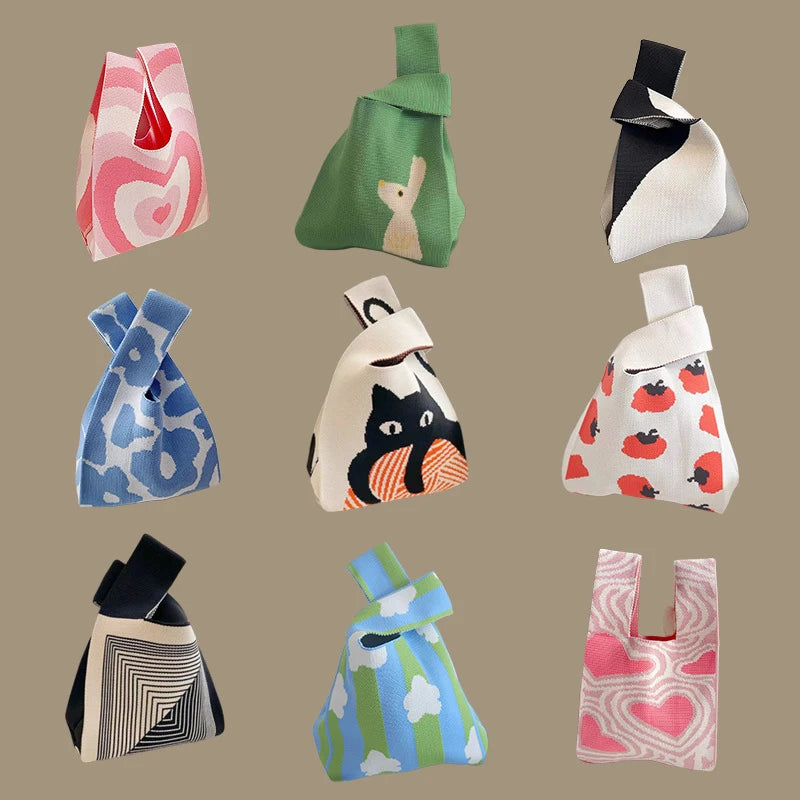 Kawaii Knotted Mini Tote πΈβ¨ | Handmade Knit Wrist Bag for Stylish Shopping & Casual Outings ππ
