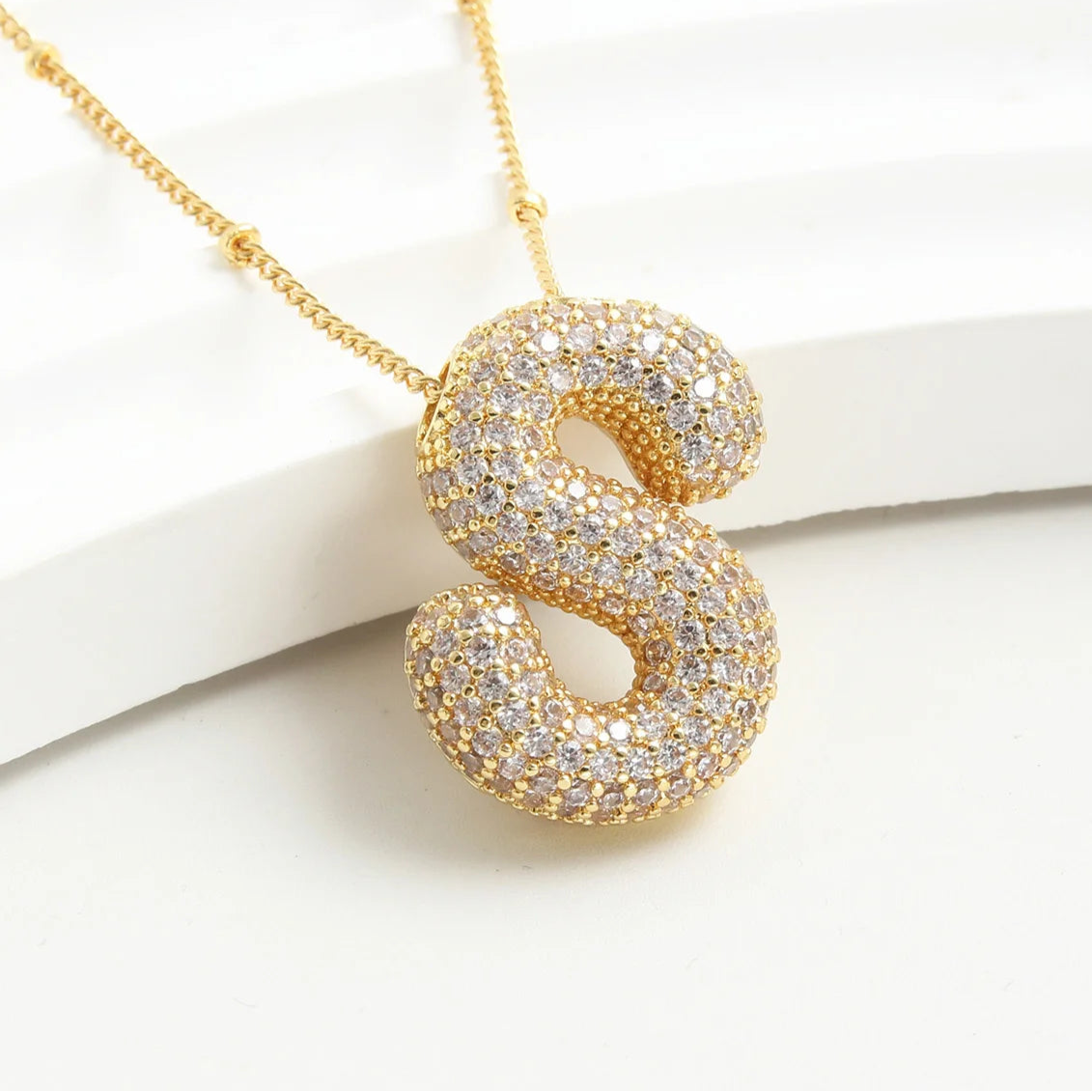 Kawaii Gold Plated Balloon Letter Necklace πβ¨ | Chunky Initial Pendant Jewelry for Trendy Women π©βπ€π