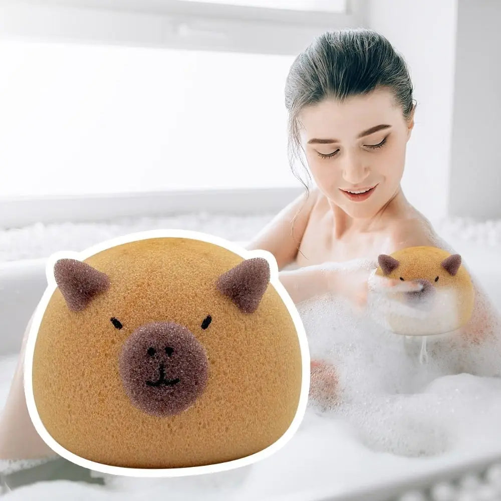 Kawaii Capybara Bath Sponge Ball πβ¨ β Adorable Body Exfoliator for Baby Showers & Home Spa Fun! π§Όπ