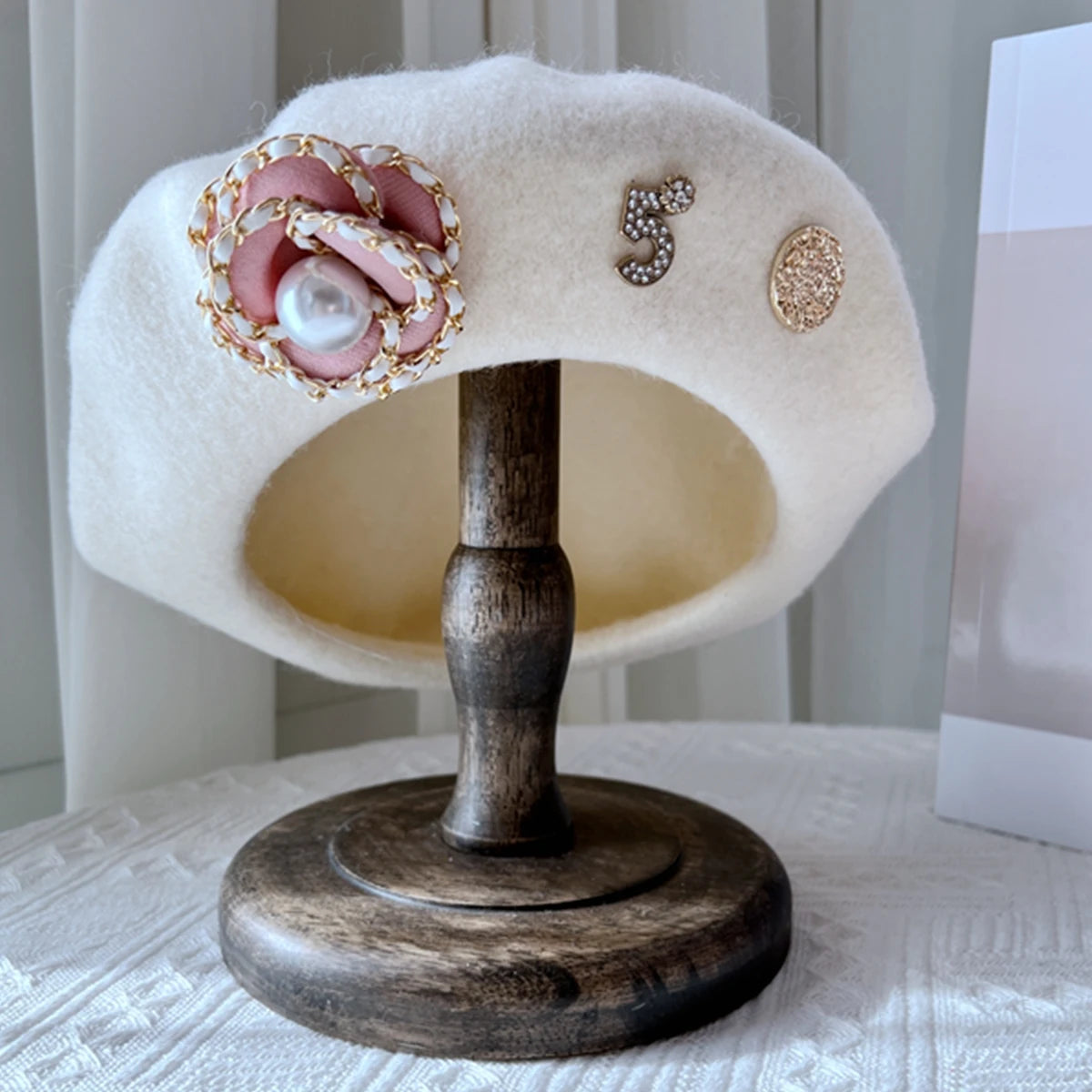 Flower Wool Beret For Women Winter Hat Cute Cozy Charm βοΈπ§£