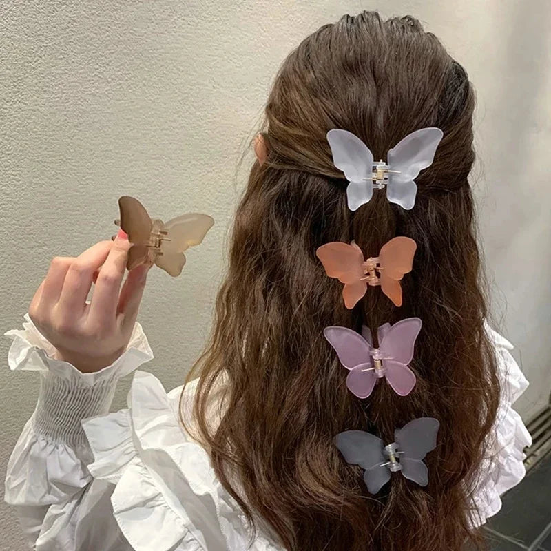 Kawaii Butterfly Hair Clips π¦β¨ | Cute Matte Clear Hair Claws for Women & Girls | Adorable Korean Hair Accessories πΈπ