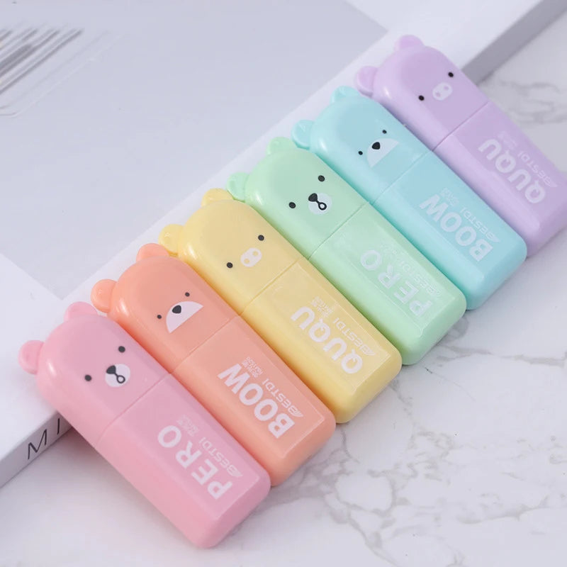 Adorable Kawaii Bear Highlighter Pens β¨ποΈ - Cute 4/5/6 Pack Candy Color Neon Markers for School Supplies!
