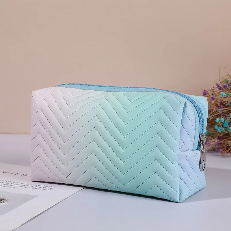 Kawaii Gradient Makeup Pouch πβ¨ | Stylish PU Leather Cosmetic Bag for Travel & Essentials ππ