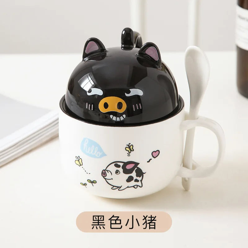 Kawaii Shiba Inu & Cat Ceramic Mug 🐕🐈 - Adorable Cartoon Cup for Cozy Tea & Coffee ☕️💖