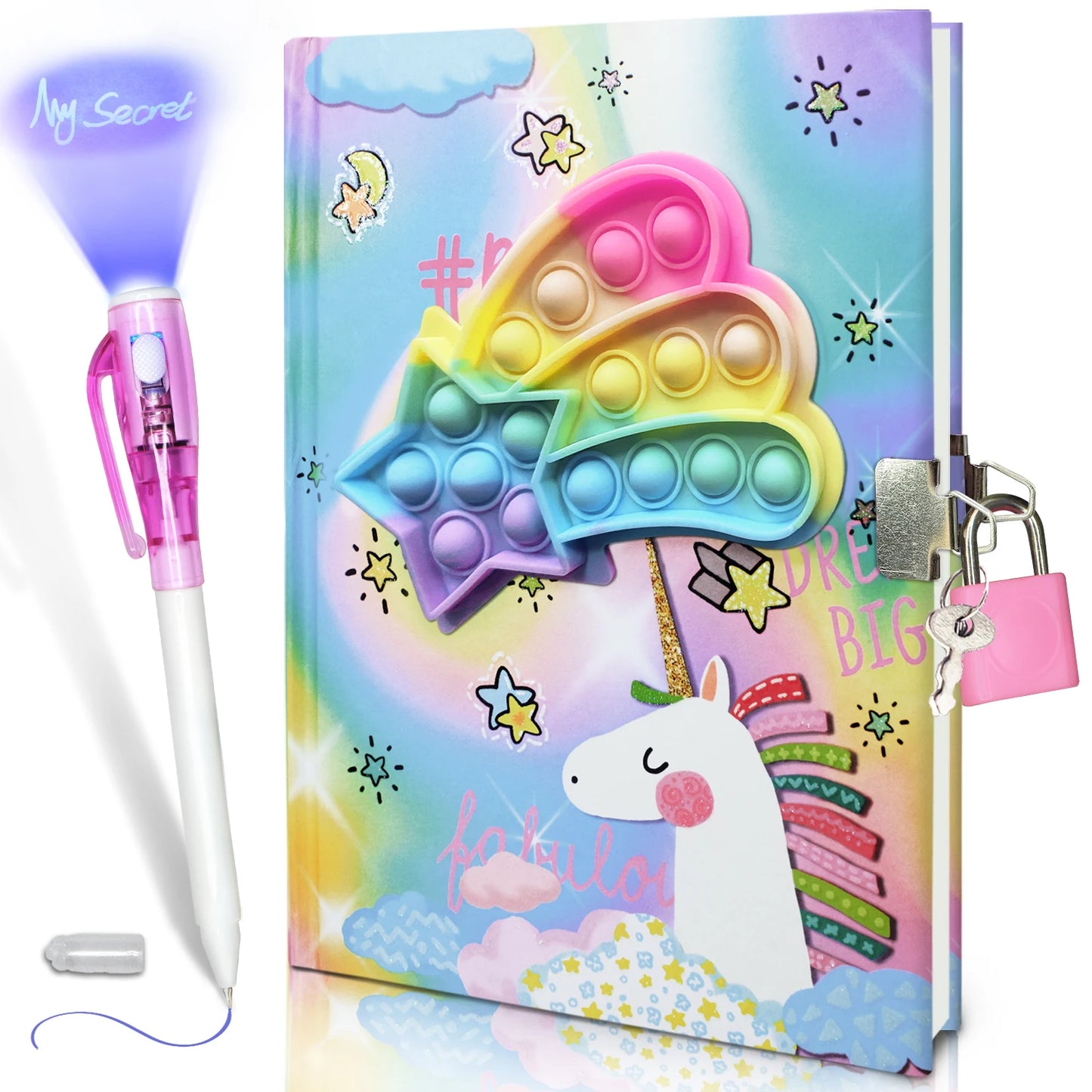 Kawaii Pop Girls Secret Diary with Lock & Colorful Double-end Pen πβ¨ | 160 Lined Pages of Fun!