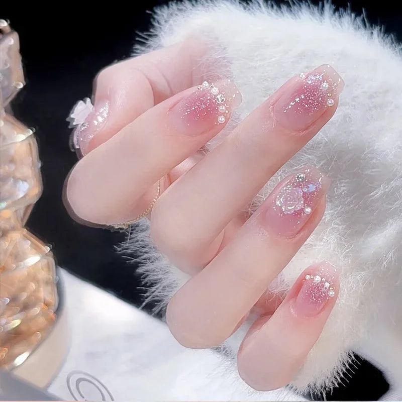 Kawaii 24pcs Pink Butterfly Press-On Nails π¦π | Jelly Gel False Nail Tips for Lovely Girls πΈβ¨ with Easy Application Tools