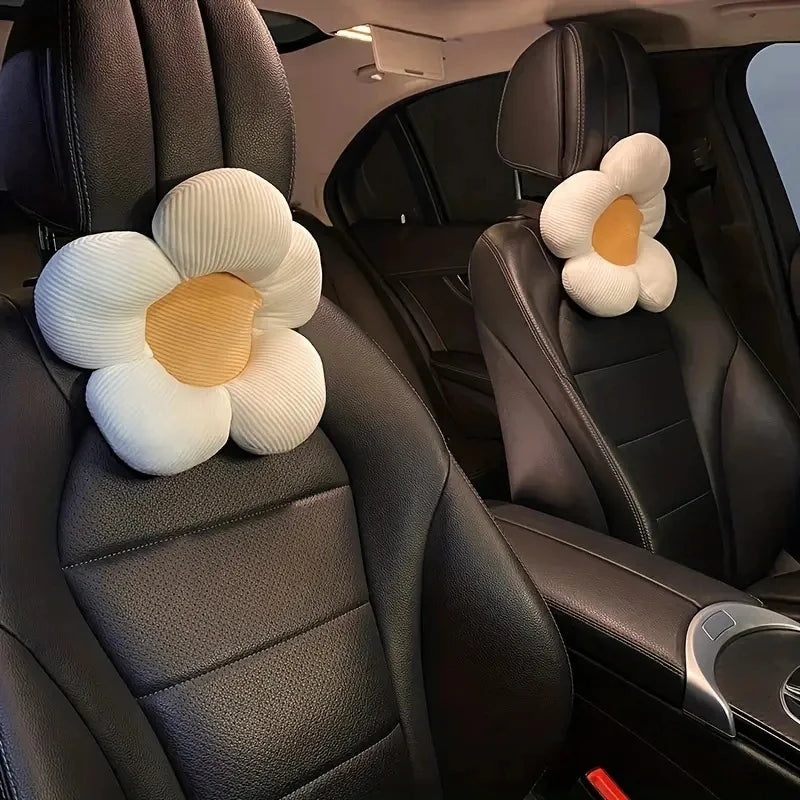 Kawaii Sunflower Car Neck Pillow πΌ | Adorable Cartoon Headrest for Girls ππ | Creative Cute Interior Accessory