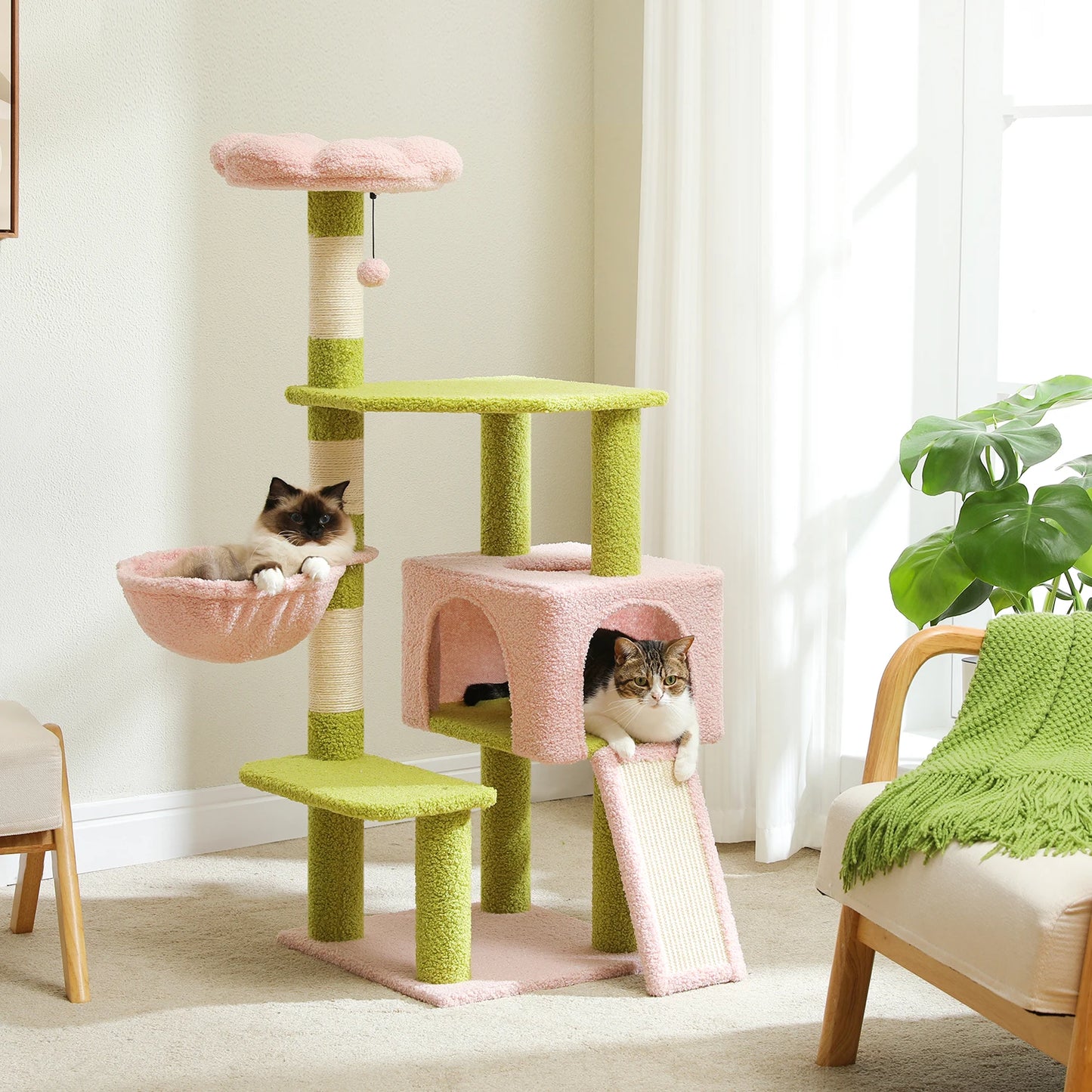 πΈ Whimsical Flower Cat Tower πΌ Multi-Level Paradise with Cozy Hammocks & Scratching Fun! πΎ