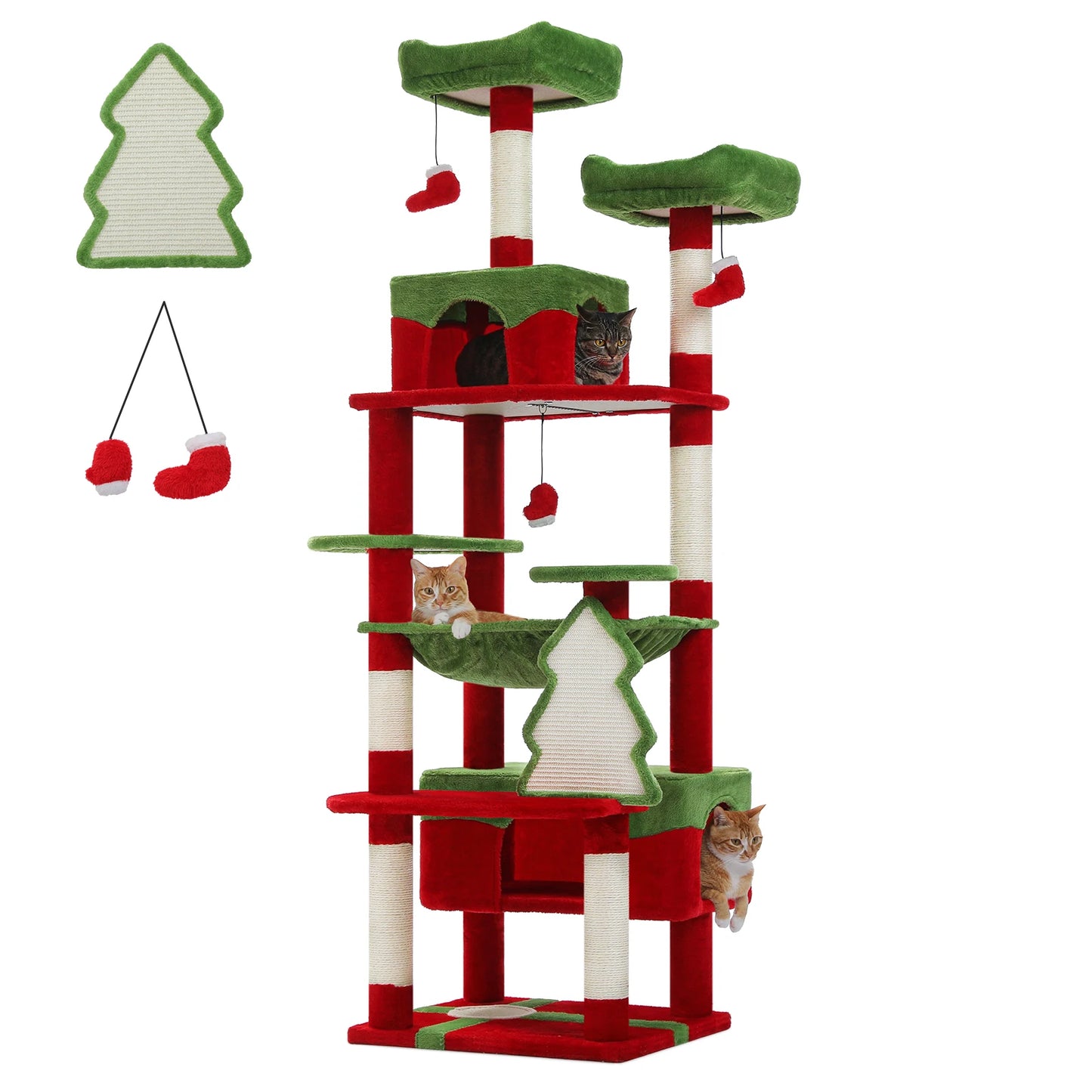 Whimsical Cat Tree Tower With Sisal Posts, Cozy Condo And Hammock 🐾🎄