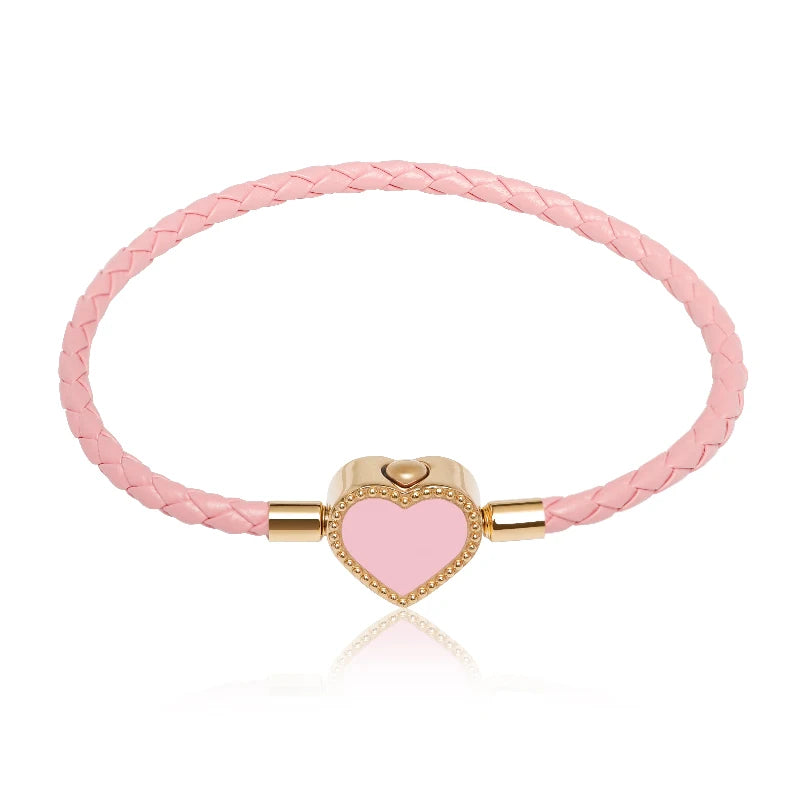 Kawaii Heart Charm Bracelet πβ¨ | Pink & Red Braided Leather for Women | Cute Wedding & Party Jewelry Gift π