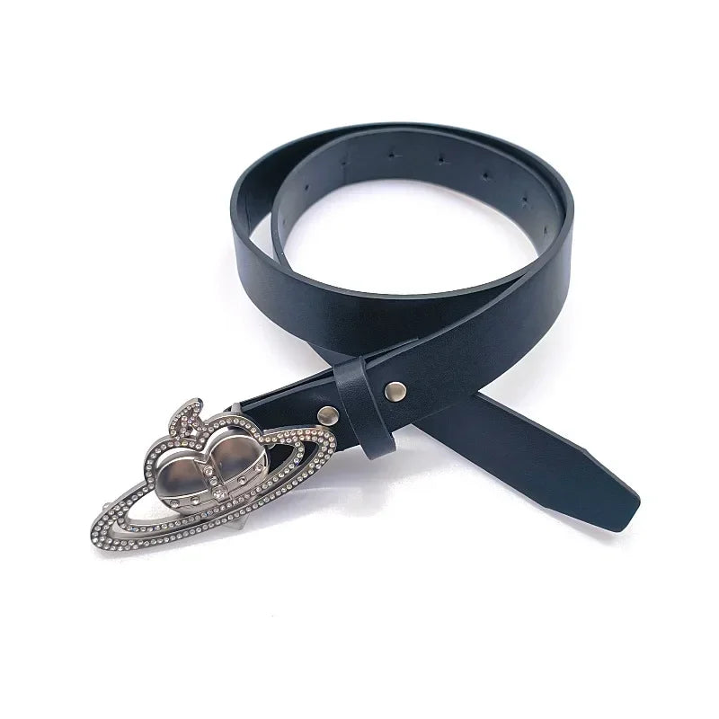 β¨ Kawaii Saturn Crown Buckle Belt π Spicy Style for Fashionistas π