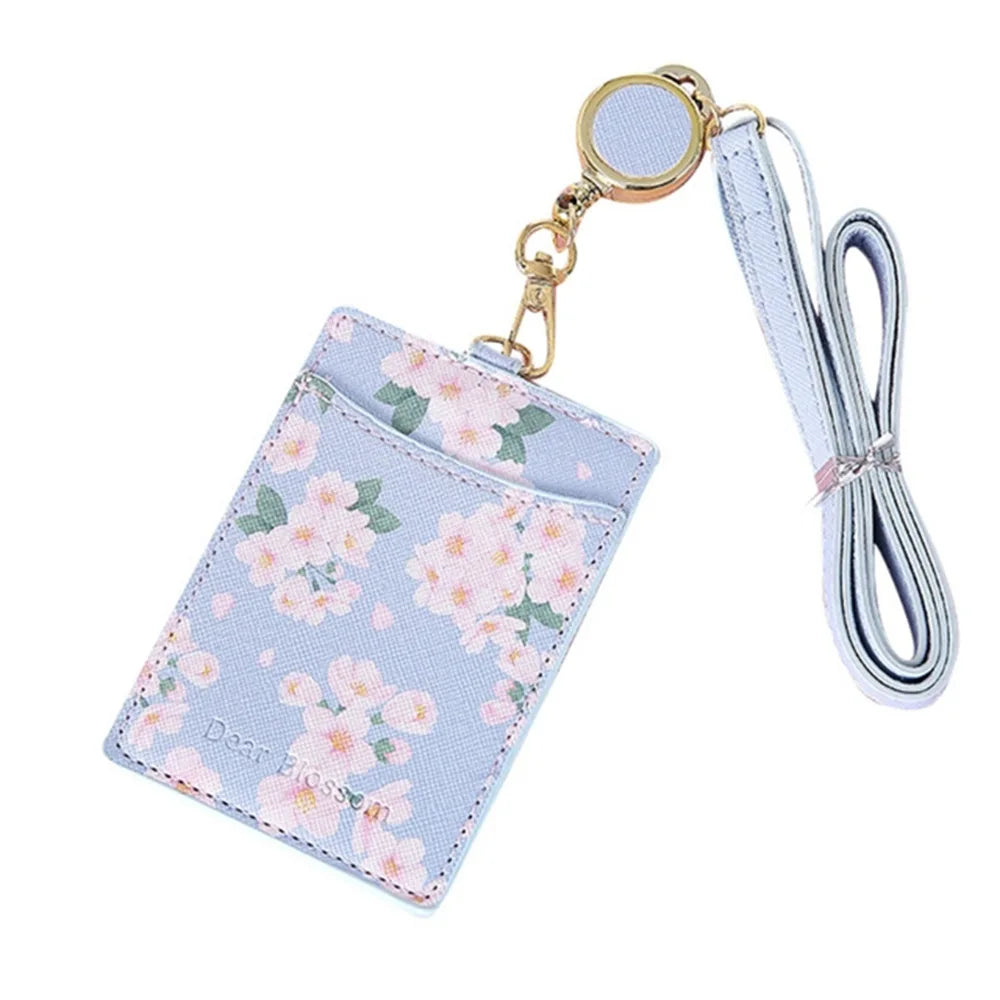 Kawaii Sakura Lanyard Card Holder πΈ | Adorable ID & Business Card Case π | Cute Korean Stationery for Office & Daily Use β¨
