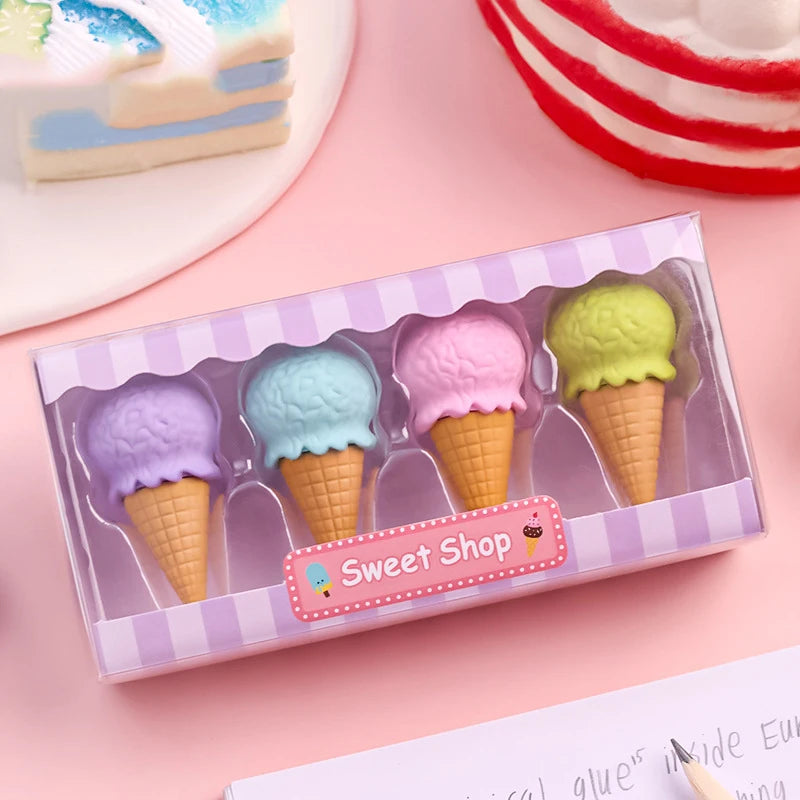 Kawaii Lollipop Ice Cream Erasers ππ¦ - Fun Rubber Pencil Erasers for Kids | Adorable Stationery Supplies!