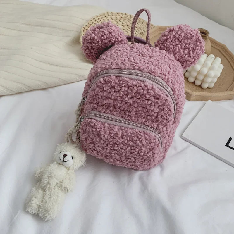 Kawaii Little Bear Plush Backpack π»β¨ | Cute Cartoon School Bag for Kids π | Cozy Winter Style for Girls & Boys!