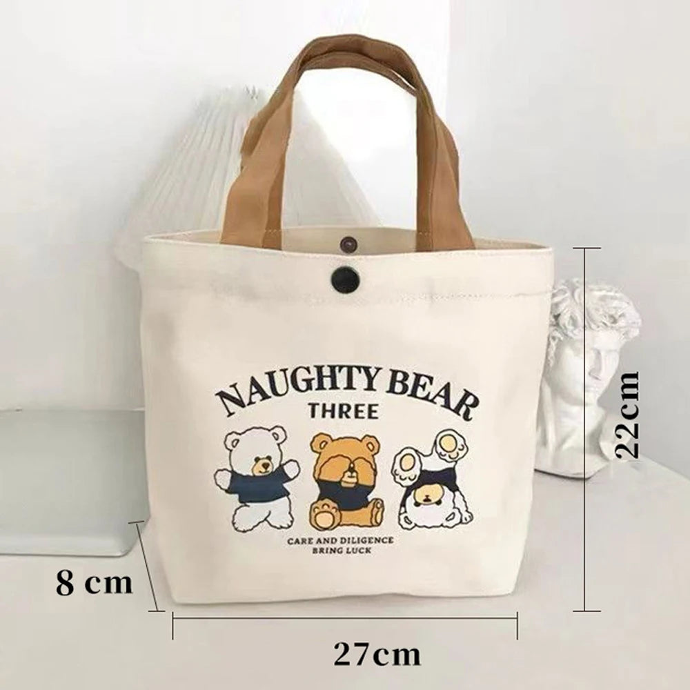 π Adorable Bear Mini Tote Bag π»β¨ - Perfect Lunch Companion for Stylish Students & Trendsetters! π±π - Pixie Quill