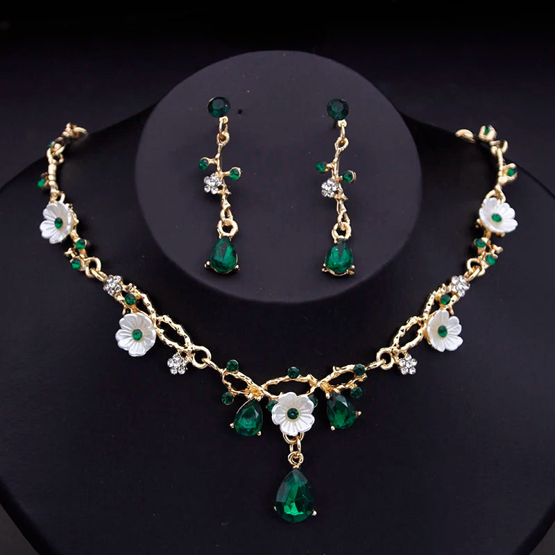⨠Kawaii Crystal Bride Jewelry Set šø Adorable Flower Choker & Earrings for a Dreamy Wedding š