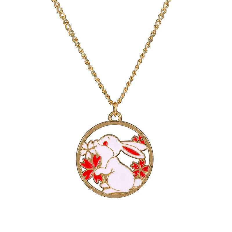 π°β¨ Adorable Sakura Bunny & Cat Pendant Necklace - Cute Charm for Trendy Ladies! πΈπ - Pixie Quill