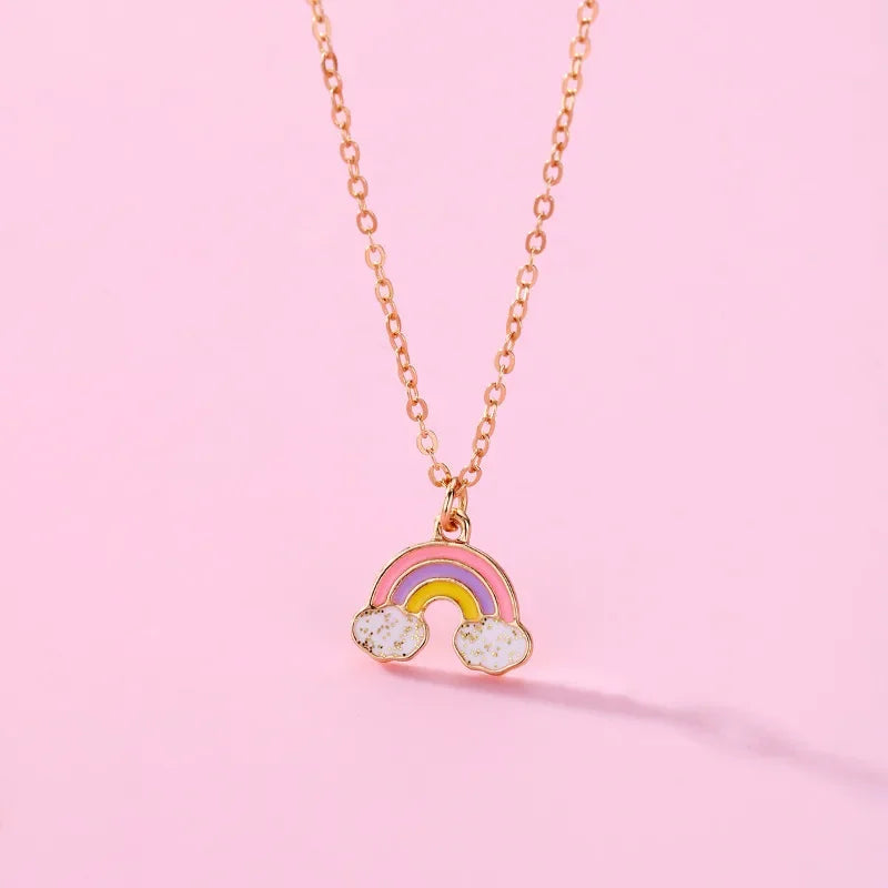 Kawaii 3Pcs Rainbow Star & Heart Necklace Set ππ for BFFs β Trendy Gifts for Girls!