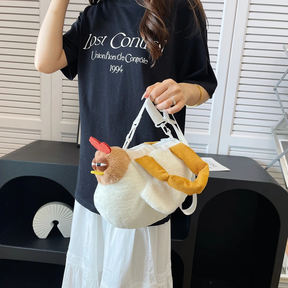 Kawaii Big Rooster Plush Crossbody Bag πβ¨ Cute & Funny Shoulder Tote for All Occasions! ππ