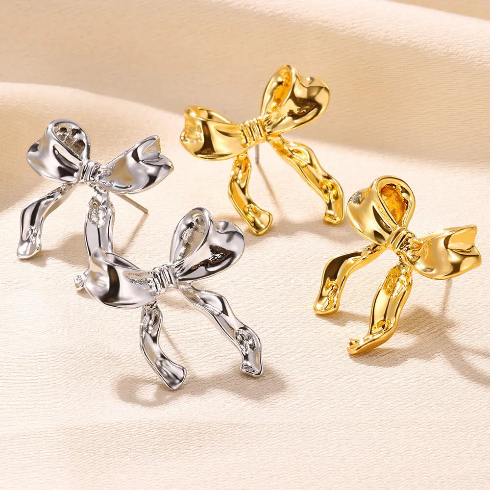 Charming Bow Stud Earrings πβ¨ | Kawaii Geometric Nail Design for Women | Cute Fashion Jewelry & Ear Accessories | Perfect Christmas Gift! ππ