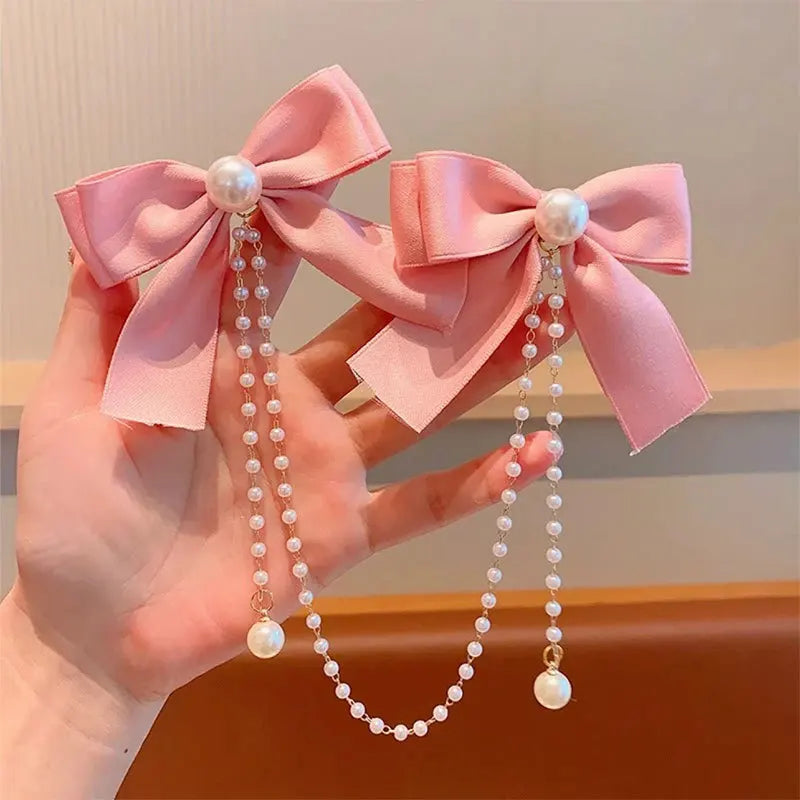 πΈ Sparkling Princess Pearl Bow Hair Clip π Adorable Hairpins for Girls! πβ¨