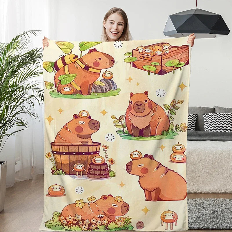 Kawaii Capibara Cuddle Blanket πΎβ¨ | King Size Fluffy Fleece for Cozy Winters!