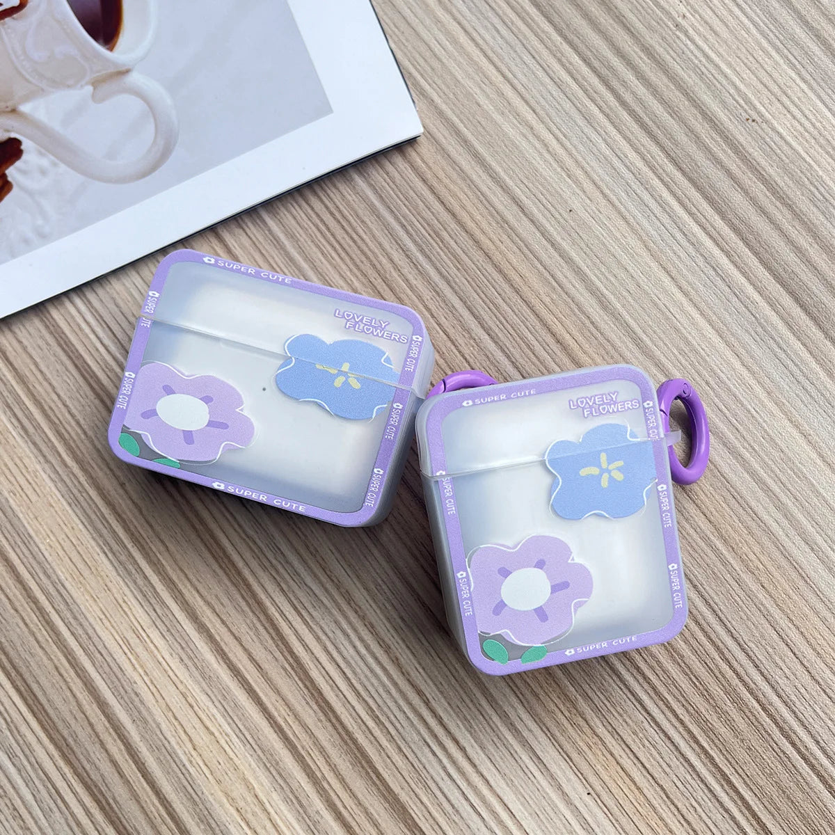 🌸 Cute Floral Silicone Case for AirPods 🌼 Stylish Earphone Cover with Keyring for Girls 🎀 - Pixie Quill