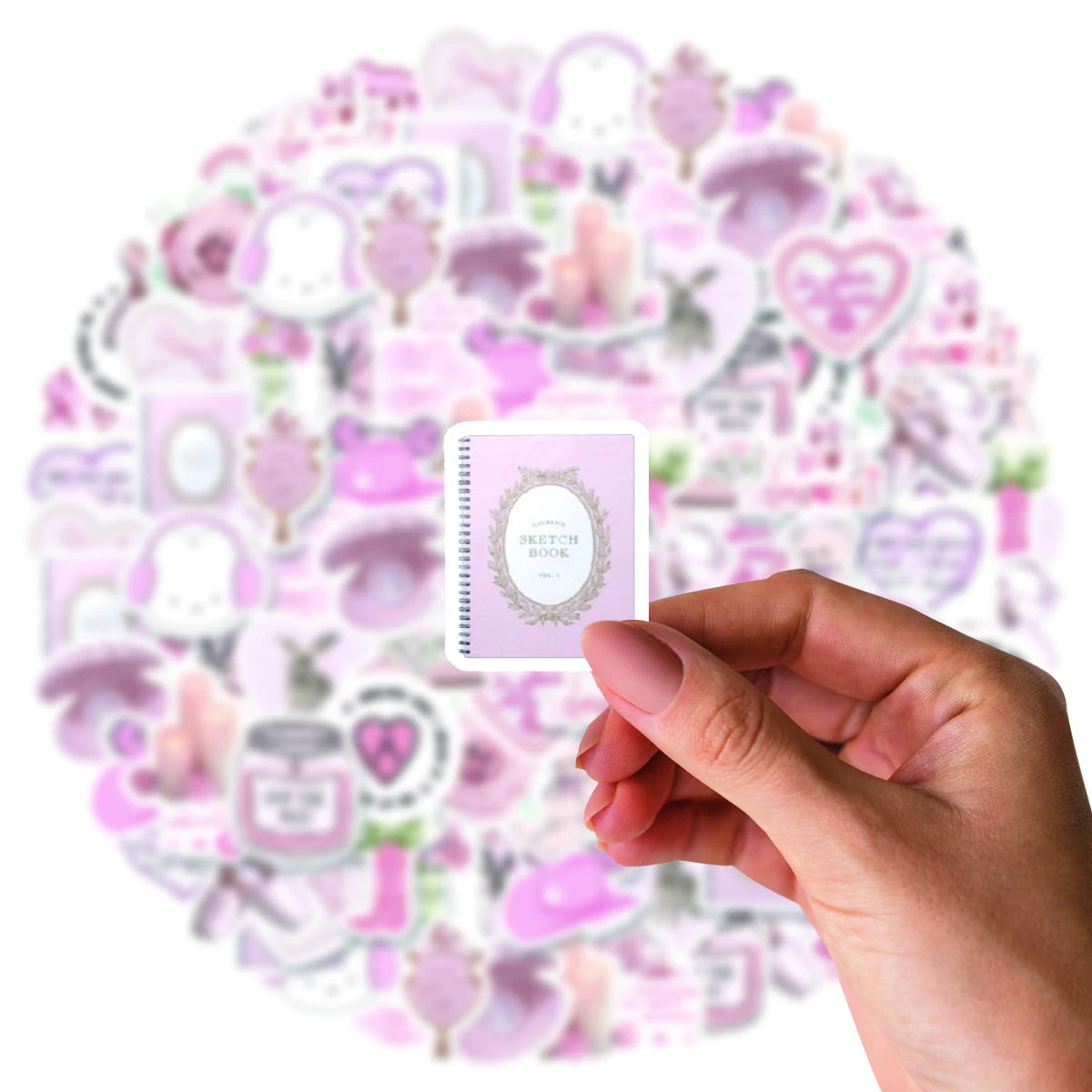 Kawaii 46pcs Bunny & Bear Stickers ๐ | Cute Pink Graffiti Dรฉcor for Notebooks, Water Cups & Diaries ๐ธโจ | Fun PVC Decals for Students!