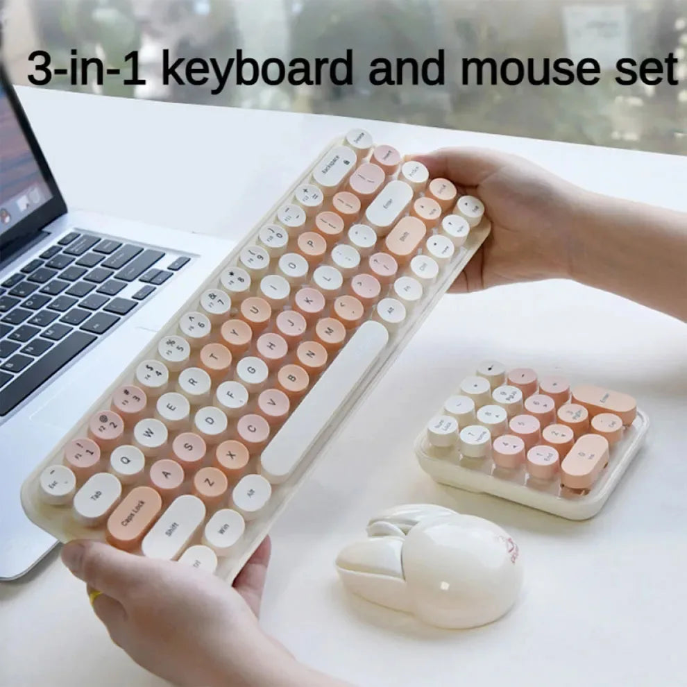 Cute & Colorful 3-in-1 Wireless Keyboard & Mouse Set πβ¨ | Retro Kawaii Design for Desktop & Laptop ππ₯οΈ