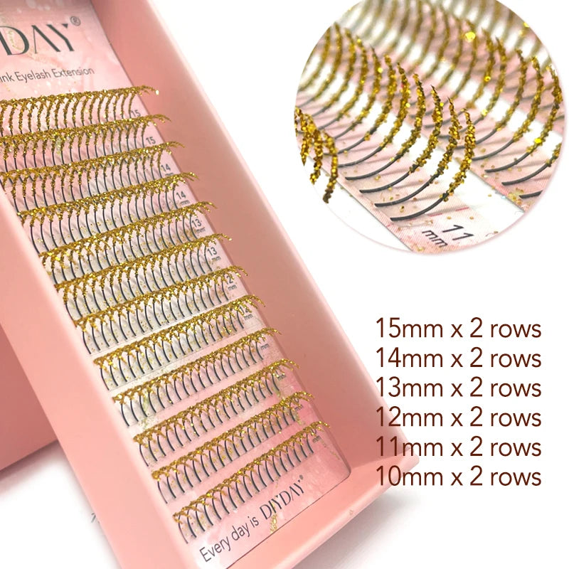 ✨ Kawaii Glittery Volume Lashes 🎉 - Premade Russian Fans for Spooky Glam! 🌈