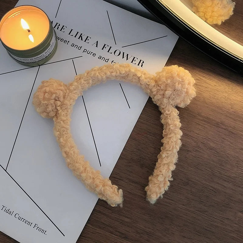 Kawaii Plush Bear Ear Headband π»β¨ - Adorable Non-Slip Hair Accessory for Makeup & Daily Fun ππ