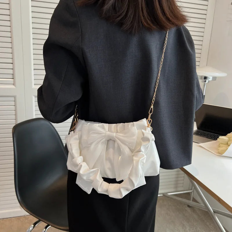 Kawaii Chic Bow Handbags for Women πβ¨ - Trendy Soft PU Shoulder Bags in Black, White, Blue & Khaki! ππ