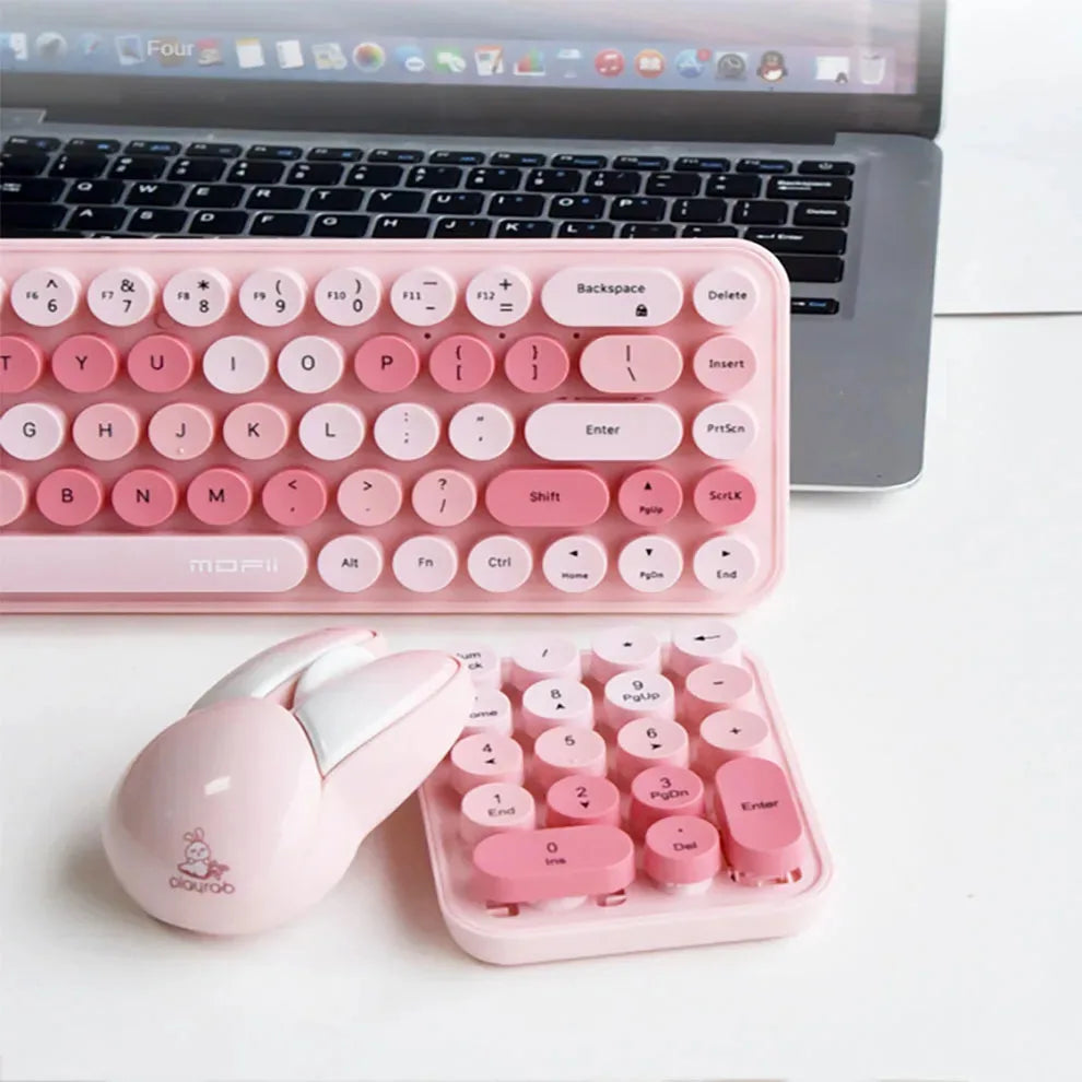 Cute & Colorful 3-in-1 Wireless Keyboard & Mouse Set πβ¨ | Retro Kawaii Design for Desktop & Laptop ππ₯οΈ