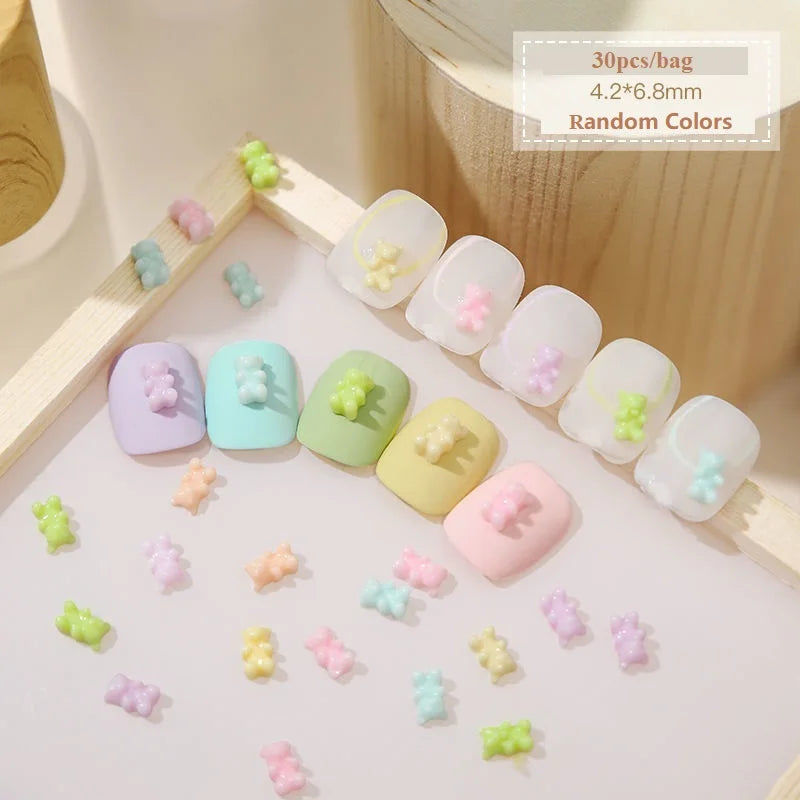 Cute Kawaii 3D Bear Bow Nail Art Charms β¨π - 30pcs Macaron Matte Resin Decorations for DIY Nail Designs! π
π»