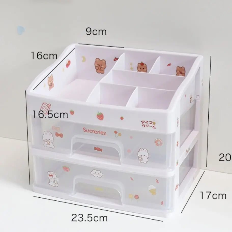 🌸 Cute Pink Kawaii Makeup Drawer Organizer 💖 - Ins Heart-Shaped Desktop Storage Box ✨