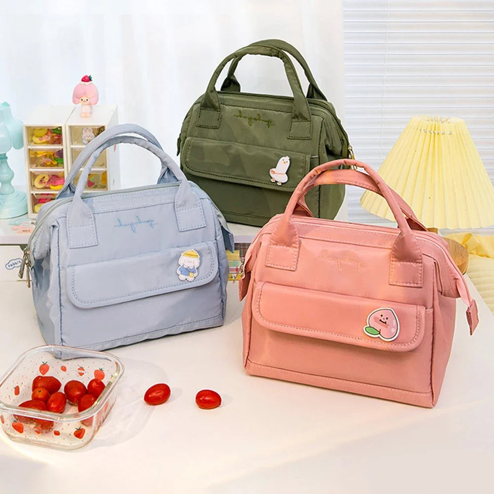 Cute Kawaii Peach Insulated Lunch Tote πβ¨ - Stylish & Spacious Travel Bag for Women & Kids!