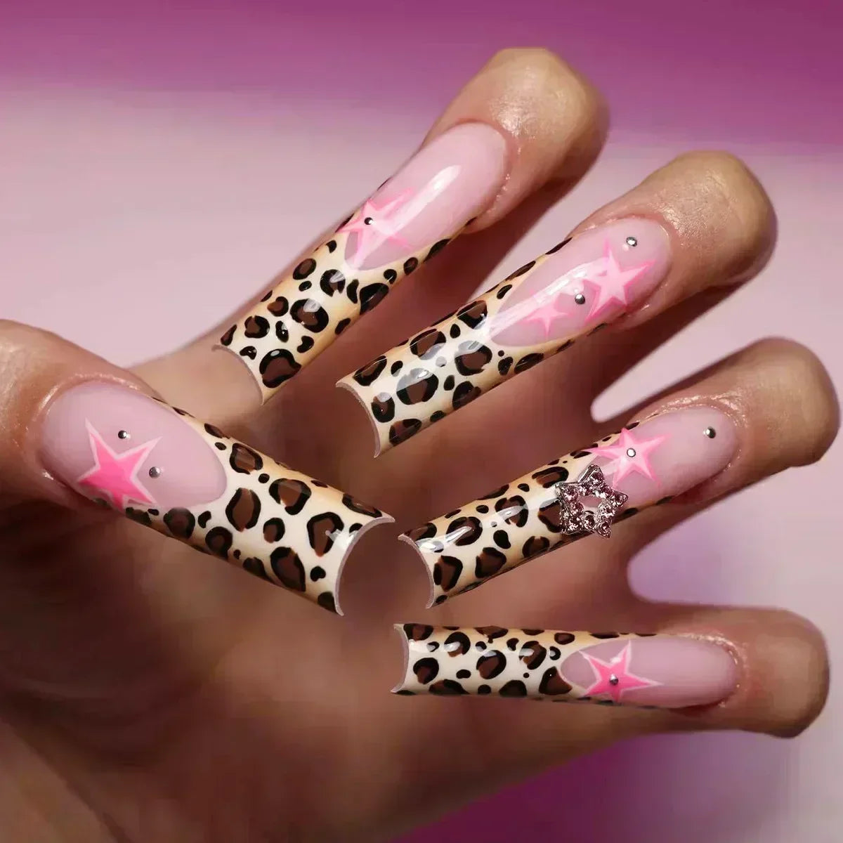 Kawaii Love Pattern Coffin Nails πβ¨ | 24Pcs Brown French Full Cover Press-On Tips π
π