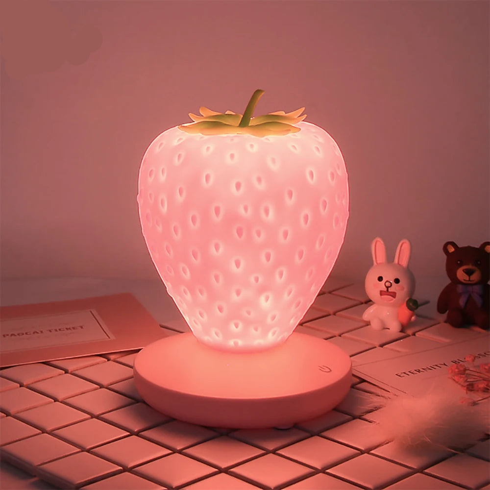 ๐Adorable LED Strawberry Night Light ๐ Touch-Sensor & USB Rechargeable for Cozy Spaces! - Pixie Quill