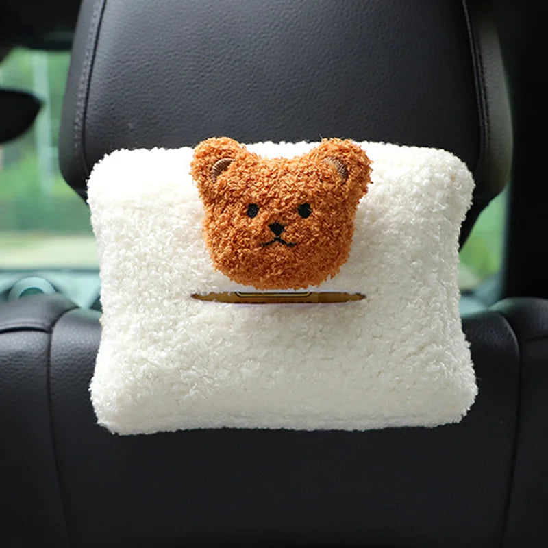 Kawaii Cloud & Flower Plush Tissue Box Holder ๐ธโ๏ธ - Adorable Car Napkin Organizer for Back Seat & Armrest! ๐โจ