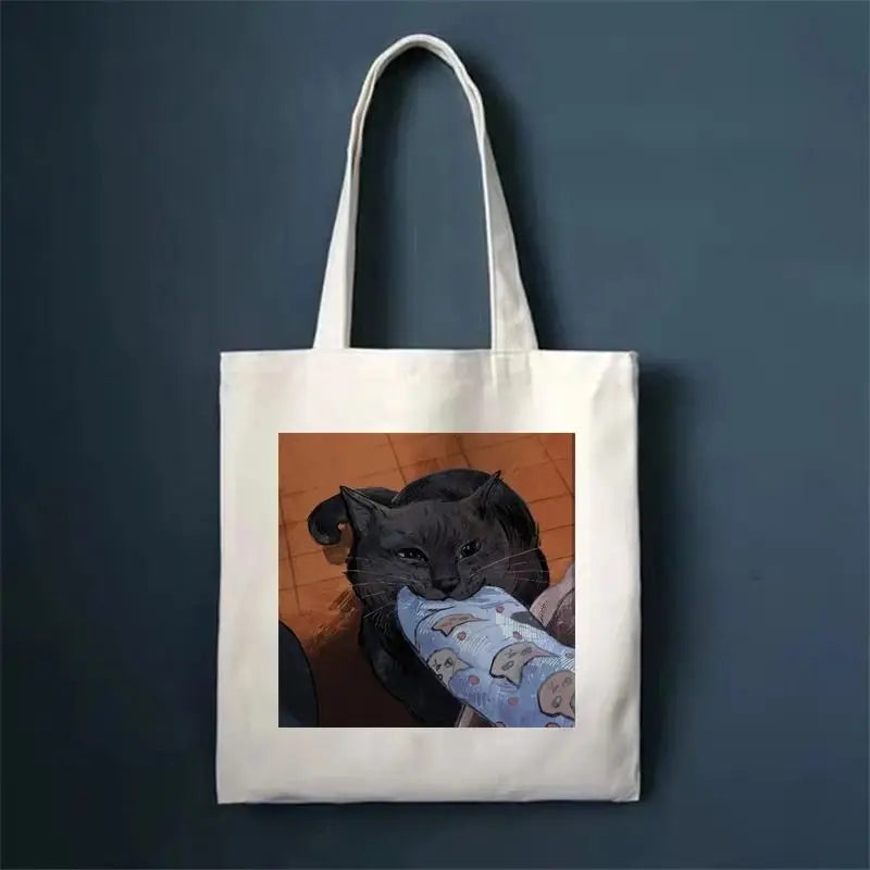 πΎ Whimsical Cat Canvas Tote π - Cute & Eco-Friendly Shopping Bag for Trendy Girls ποΈβ¨ - Pixie Quill